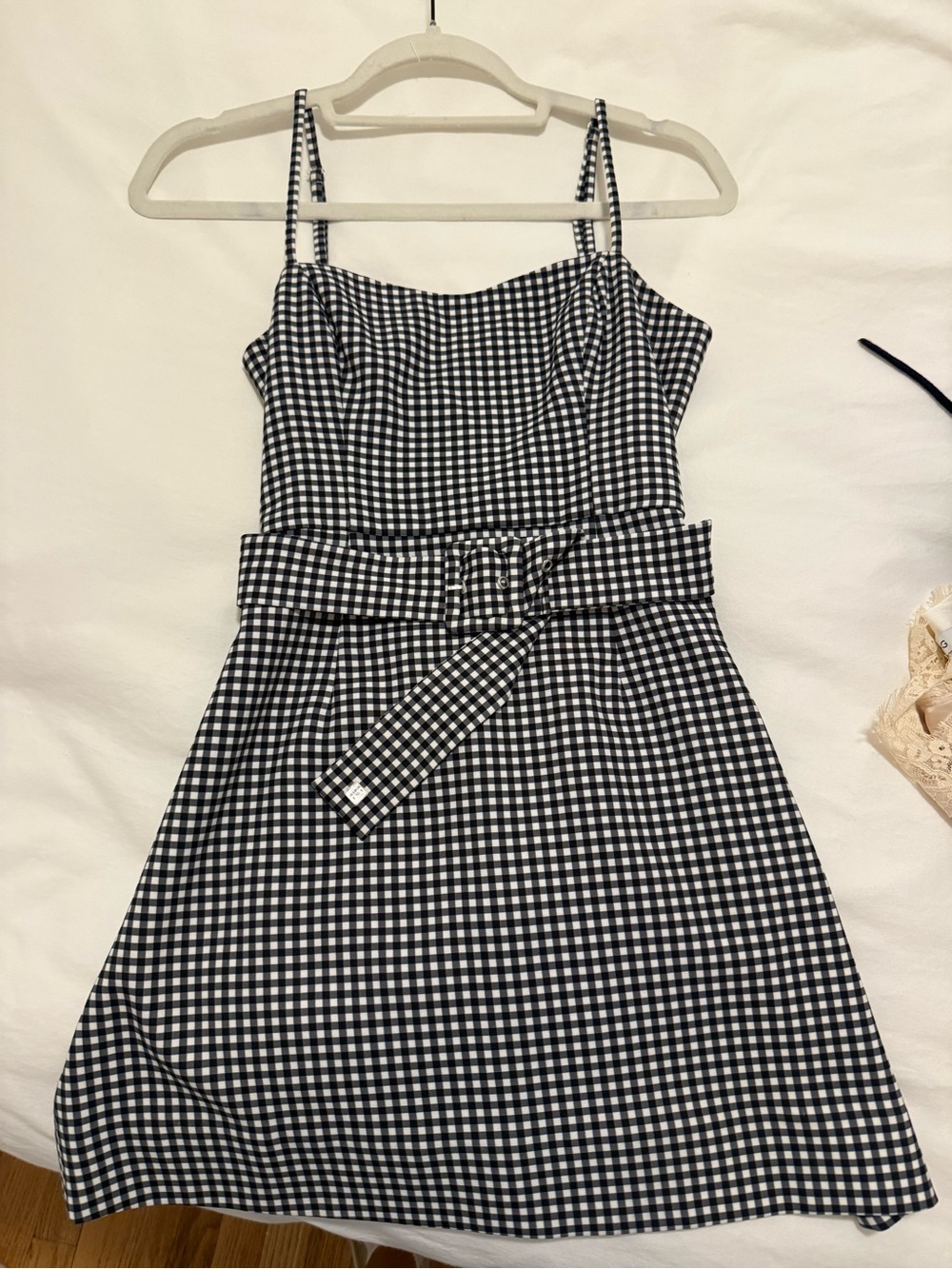 French Connection Black and White Gingham Mini Dress